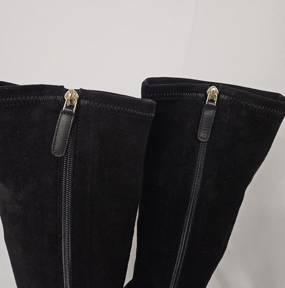 Kate Spade New York Verona Suede Riding Boots With Spade Charm In Black Size 7 - Picture 6 of 14